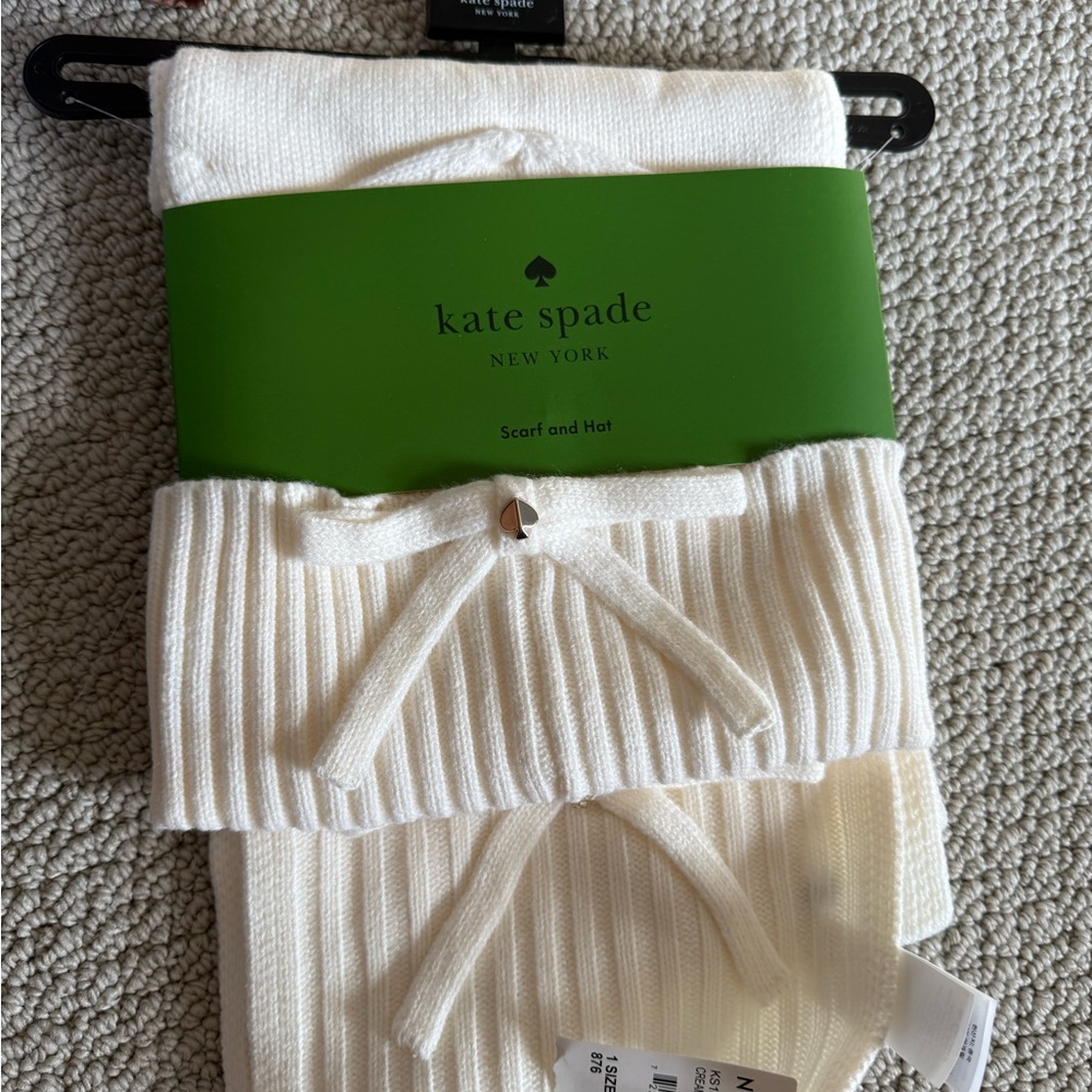 Kate Spade Ivory Knit Scarf and Hat Set